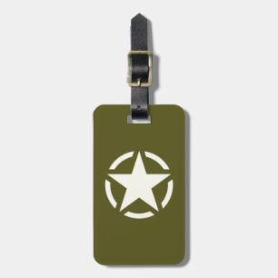 Etiqueta De Bagagem Vintage do estêncil da estrela no verde Khaki