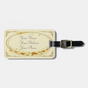 Etiqueta De Bagagem Vintage Floral Frame