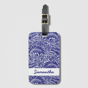 Etiqueta De Bagagem Vintage Floral Marinho Blue William Morris