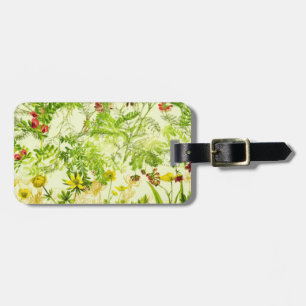 Etiqueta De Bagagem Vintage Green Woodland Botânica Folha de Flor Selv