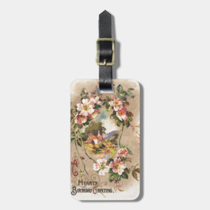 Etiqueta De Bagagem Vintage Happy Birthday Card Trabalho de arte