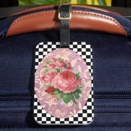 Etiqueta De Bagagem Vintage Harlequin - Rosas Rosa