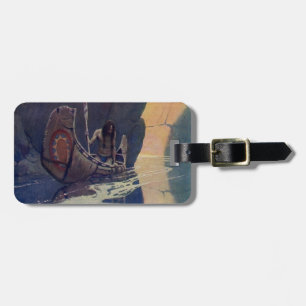 Etiqueta De Bagagem Vintage Indian Canoe remando Sun Classic