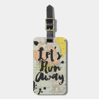 Etiqueta De Bagagem Vintage map corre legal e fuge da tipografia do vi