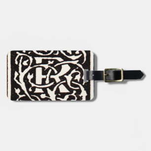 Etiqueta De Bagagem Vintage Monograma R Art Nouveau