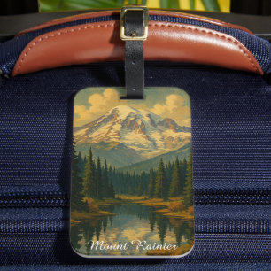 Etiqueta De Bagagem Vintage Monte Rainier National Park Retro Art
