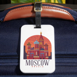 Etiqueta De Bagagem Vintage Moscou Rússia Kremlin Skyline