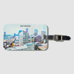 Etiqueta De Bagagem Vintage New Orleans Louisiana City Silhouette