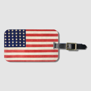 Etiqueta De Bagagem Vintage Old Trinta e Seis Estrelas American Flag