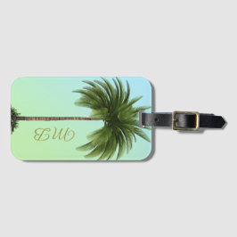 Etiqueta De Bagagem Vintage Palm Tree Tropical Elegante Verde