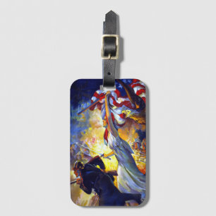 Etiqueta De Bagagem Vintage Patriótica Lady Liberty American Flag Eagl