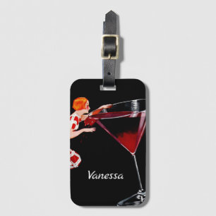 Etiqueta De Bagagem Vintage personalizada com cocktail martini