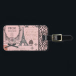Etiqueta De Bagagem Vintage Pink Paris Collage<br><div class="desc">cor-de-rosa, vintage, paris, frança, gótica, eiffel, "torre eiffel", adore, francês, gótico, preto, "chique", rosa, "rosa vermelha", vermelho, coral, romântico, corais, fitas, lábios, espirais, "fleur de lis", pulur, carimbo, carimbo postal, letra de mão, floricultura, cintura, flor, coração, retro, deco, ilustrações preto, pergaminho, colagem, artística, menina, amor, amante, posh, rico, velho, shabbychic,...</div>