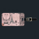 Etiqueta De Bagagem Vintage Pink Paris Collage<br><div class="desc">cor-de-rosa, vintage, paris, frança, gótica, eiffel, "torre eiffel", adore, francês, gótico, preto, "chique", rosa, "rosa vermelha", vermelho, coral, romântico, corais, fitas, lábios, espirais, "fleur de lis", pulur, carimbo, carimbo postal, letra de mão, floricultura, cintura, flor, coração, retro, deco, ilustrações preto, pergaminho, colagem, artística, menina, amor, amante, posh, rico, velho, shabbychic,...</div>