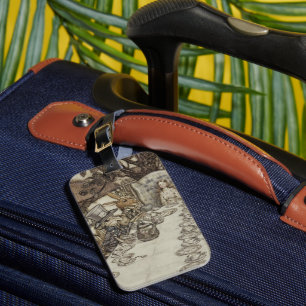 Etiqueta De Bagagem Vintage Rackham Mad Tea Party Alice no País das Ma