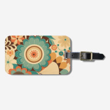 Vintage retro design floral castanho-verde