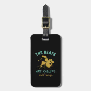 Etiqueta De Bagagem Vintage Retro Drummer Drum Player O Beat Calling
