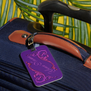 Etiqueta De Bagagem Vintage Roxo Vitoriano  