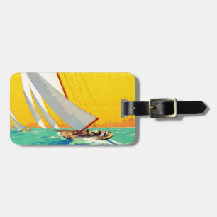 Etiqueta De Bagagem Vintage Sail Boats Viagem francês