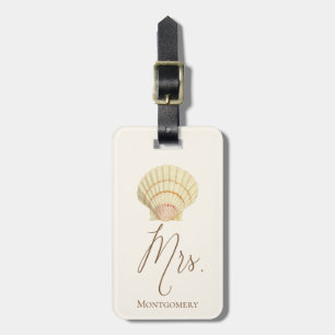 Etiqueta De Bagagem Vintage Seashell Nome Honeymoon