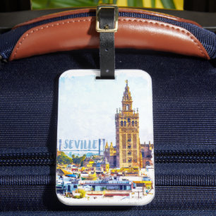 Etiqueta De Bagagem Vintage Seville - Espanha da Catedral de Vintage