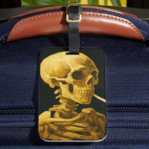 Etiqueta De Bagagem Vintage Skull Smoking - Simples inspiração de Van 