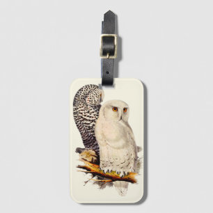 Etiqueta De Bagagem Vintage Snowy Owl Drawing