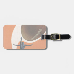 Etiqueta De Bagagem Vintage Sports, jogador de futebol batendo a bola