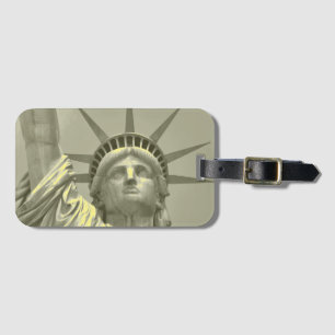 Etiqueta De Bagagem Vintage Statue of Liberty New York Close Photo