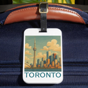 Etiqueta De Bagagem Vintage Toronto Canada - Linha Skyline Torre CN
