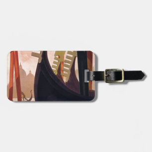 Etiqueta De Bagagem Vintage Venice Gondolas Tag.