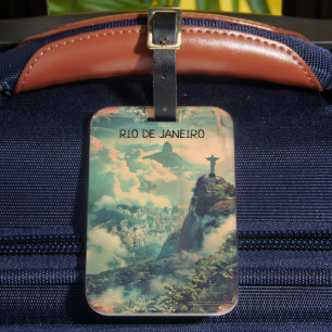 Etiqueta De Bagagem Vintage, Viagem do Rio de Janeiro, estátua de Jesu