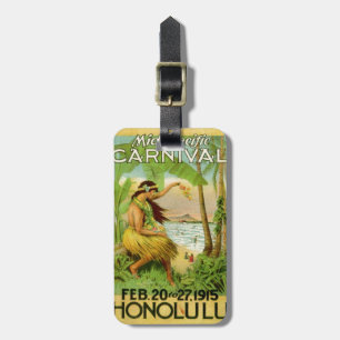 Etiqueta De Bagagem Vintage Viagem Hula Girl Aloha Caribe Havaiana