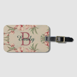 Etiqueta De Bagagem Vintage Watercolor Floral Rosa Personalizado