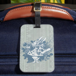 Etiqueta De Bagagem Vintage Wonderland White Rabbit Herald