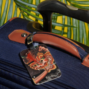 Etiqueta De Bagagem Vintage Woodblock Oni King Shutendoji