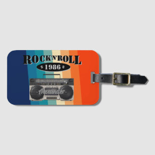 Etiqueta De Bagagem Vintagem de música rochosa n rolo