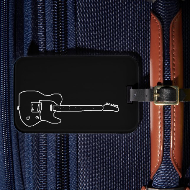 Etiqueta De Bagagem Violão Preto e Branco (Frente Insitu 4)