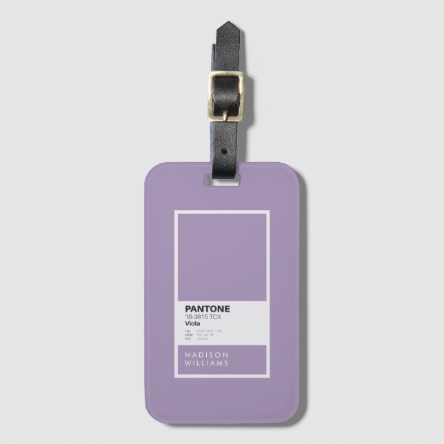 Etiqueta de Bagagem Violeta Personalizada | Viagem (Frente Vertical)