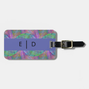 Etiqueta De Bagagem Violeta Verde Roxo Personalizado de Multicores
