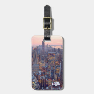 Etiqueta De Bagagem Vista ampla de Manhattan no pôr do sol