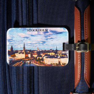 Etiqueta De Bagagem Vista da Cidade do Panorama, Suecia Estocolmo