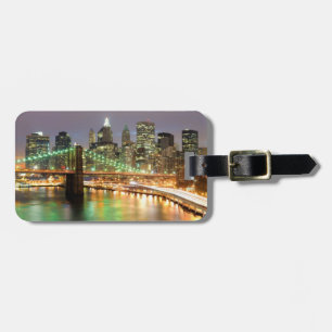Etiqueta De Bagagem Vista do Lower Manhattan e da ponte de Brooklyn