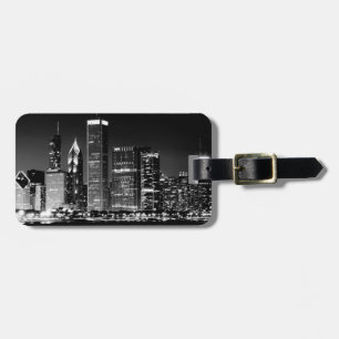 Etiqueta De Bagagem Vista noturna da famosa paisagem urbana de Chicago