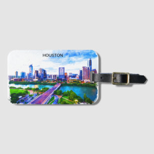 Etiqueta De Bagagem Vista Panorama do Texas na moda Houston