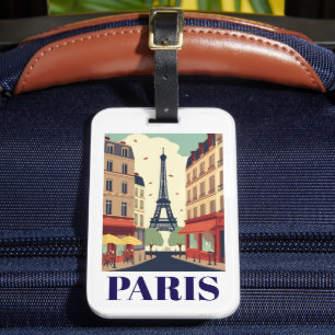 Etiqueta De Bagagem Vista Vintage da Torre Eiffel de Paris Viagem
