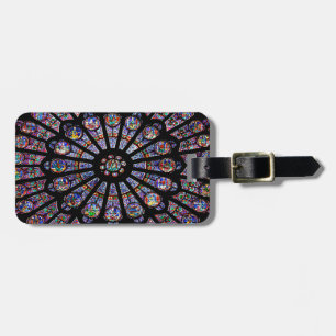 Etiqueta De Bagagem Vitral colorido da catedral de Notre-Dame