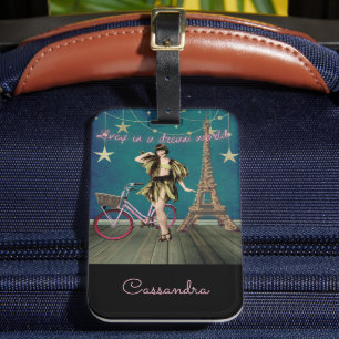 Etiqueta De Bagagem Vive em um mundo de sonhos Arte Alterada Engraçado