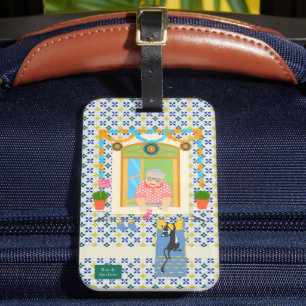 Etiqueta De Bagagem Vizinho da Festa Português do santo John Português