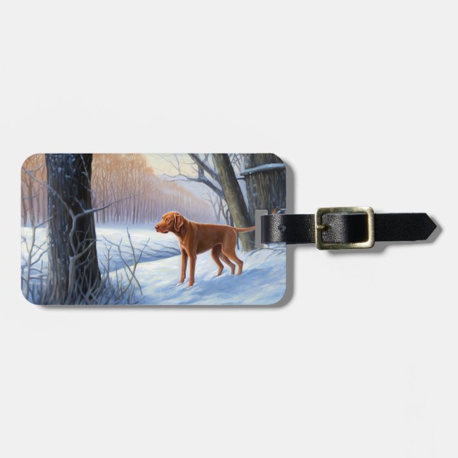 Etiqueta De Bagagem Vizla Deixe Nevar Natal  (Frente Horizontal)